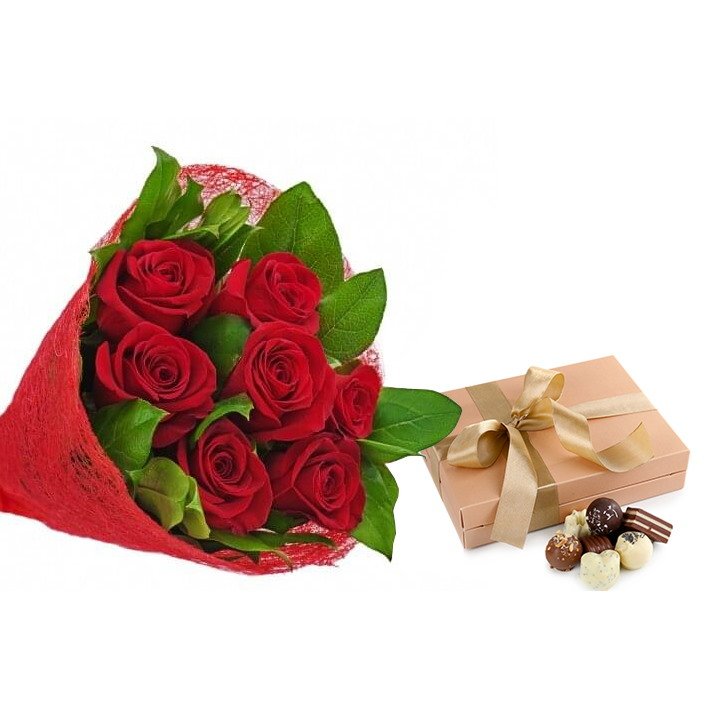 זר ורדים ושוקולד