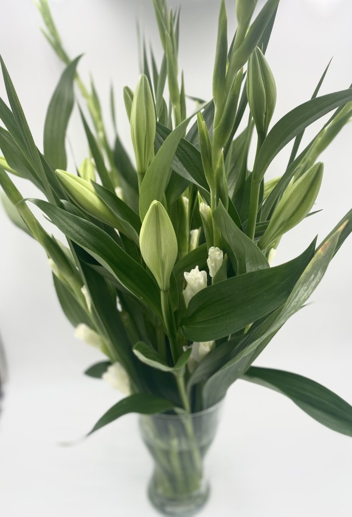 זר פרחים צחור באגרטל