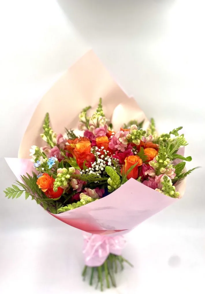 זר ורוד כתום